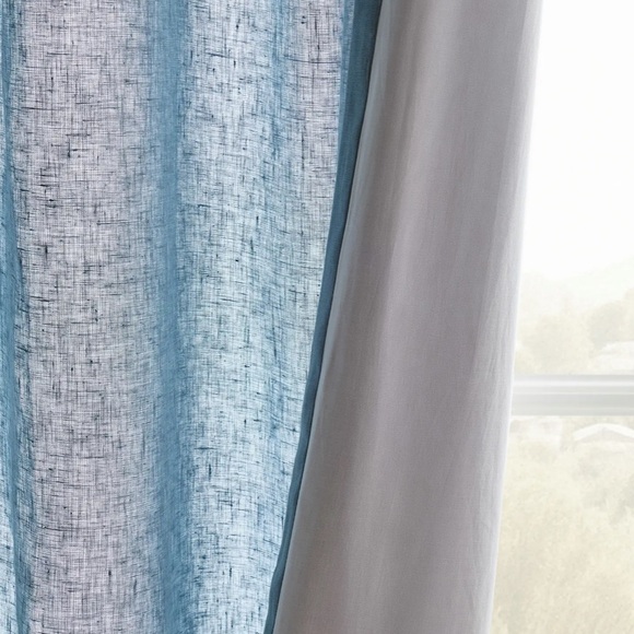 QUINCE Set Of 2 48x108 European Linen Curtains Chambray 4277 - Picture 4 of 13